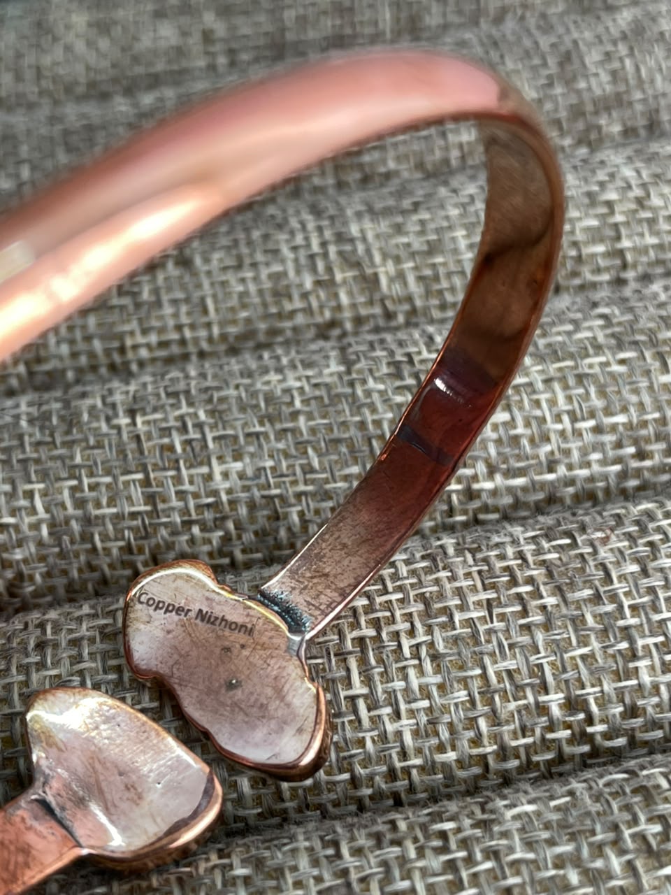 Handmade White Water Turquoise Copper Collection: Cuff Bracelet Signed Nizhoni