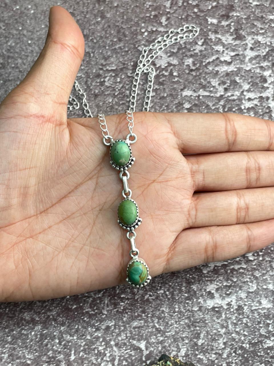 Handmade Sterling Silver Kingman Turquoise Necklace "Signed Nizhoni"