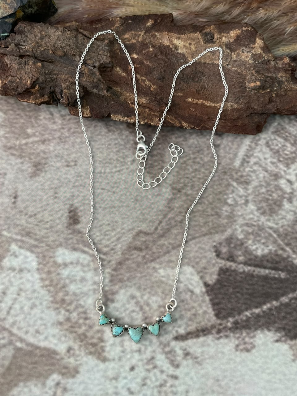 Handmade Sterling Silver Number 8 Turquoise Collection: Heart Necklace Signed Nizhoni
