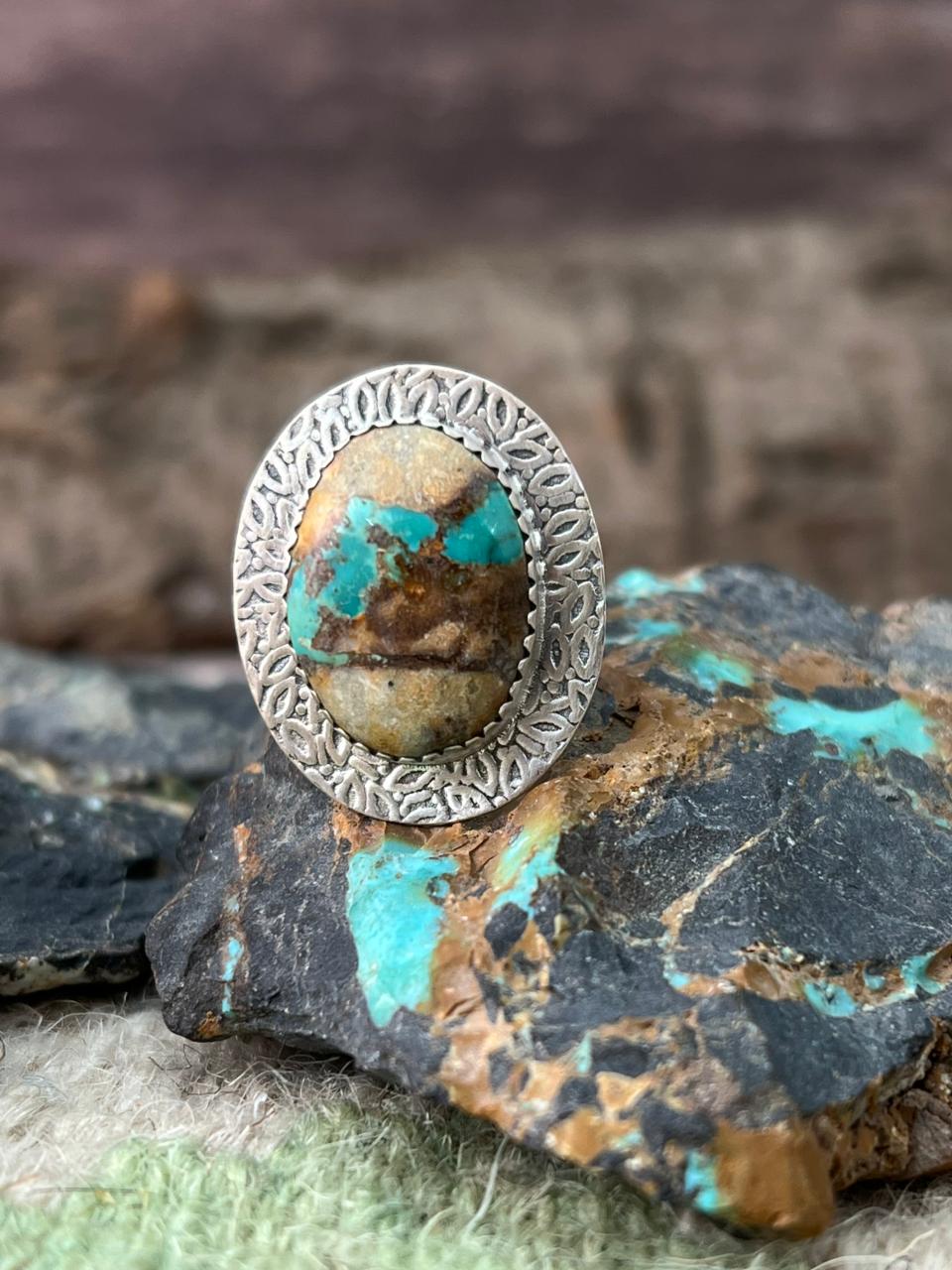 Handmade Sterling Silver Royston Ribbon Adjustable Ring "Signed Nizhoni" (6)