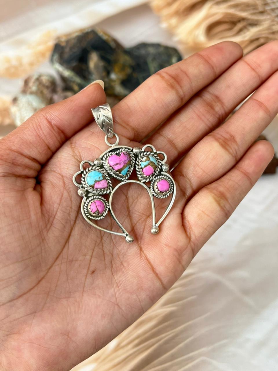 Handmade Sterling Silver Cotton Candy Pendant "Signed Nizhoni"