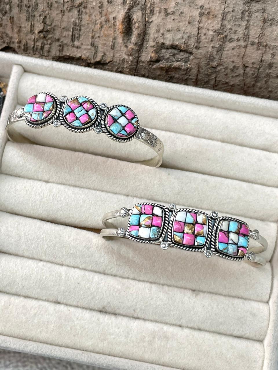 Handmade Sterling Silver Cotton Candy Cuff Bracelet "Signed Nizhoni"