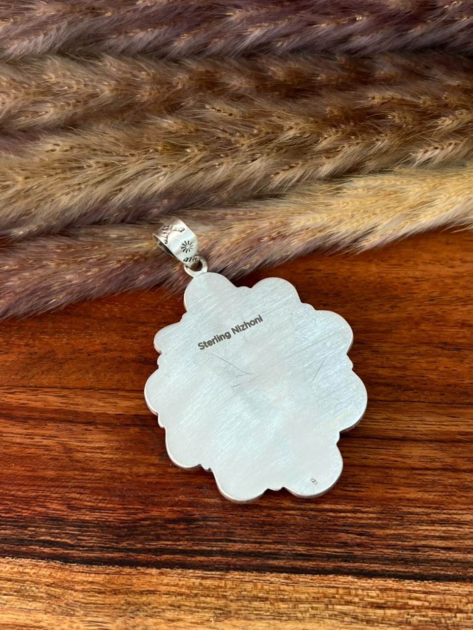 Handmade Sterling Silver Blue Kingman Turquoise Pendant Signed Nizhoni