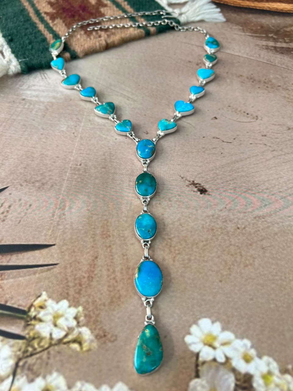 Handmade Sterling Silver Hardy Pit Collection: 'Y Shaped' Necklace Signed Nizhoni