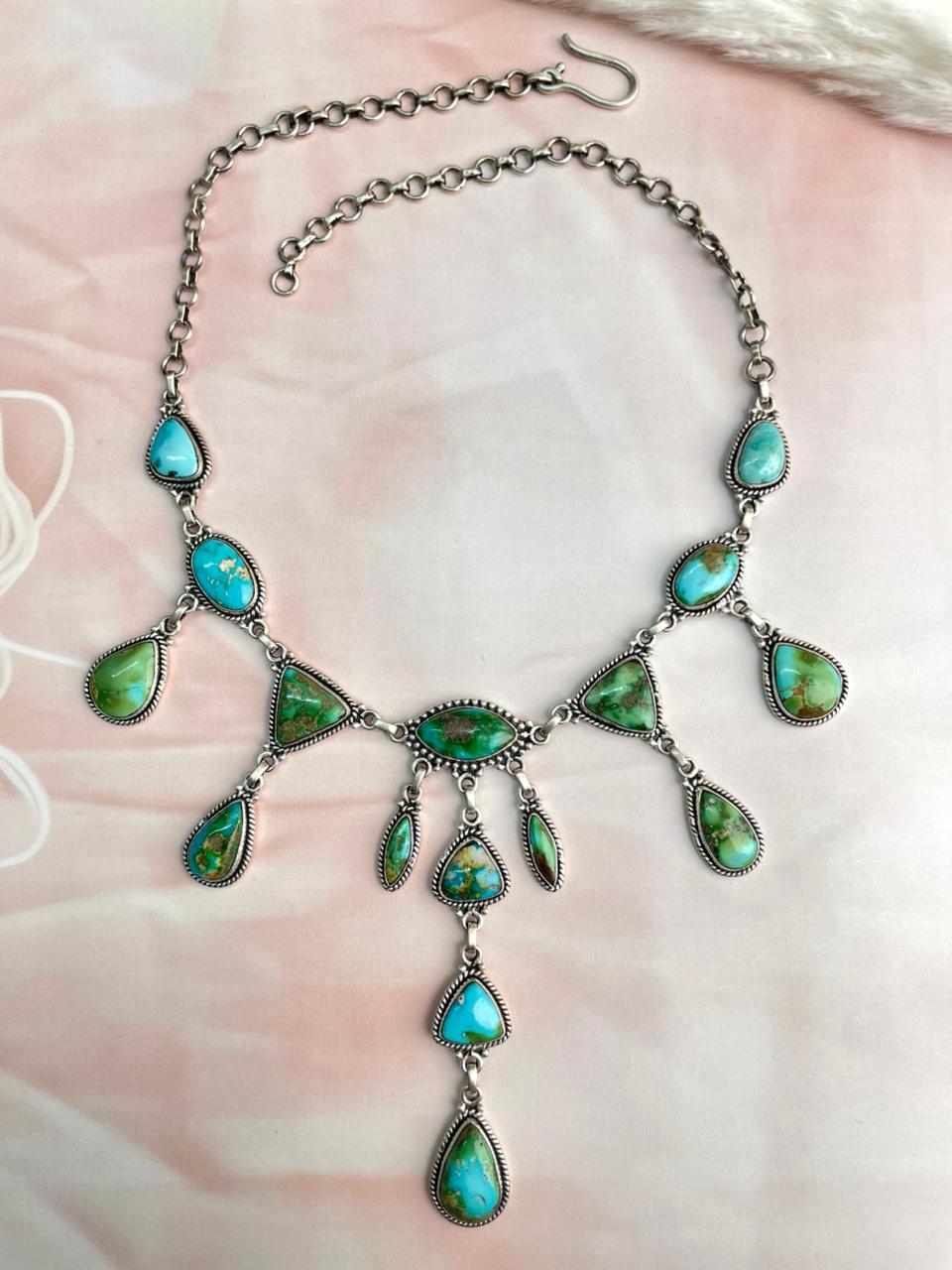 Handmade Sterling Silver Sonoran Mountain Turquoise Necklace "Signed Nizhoni"