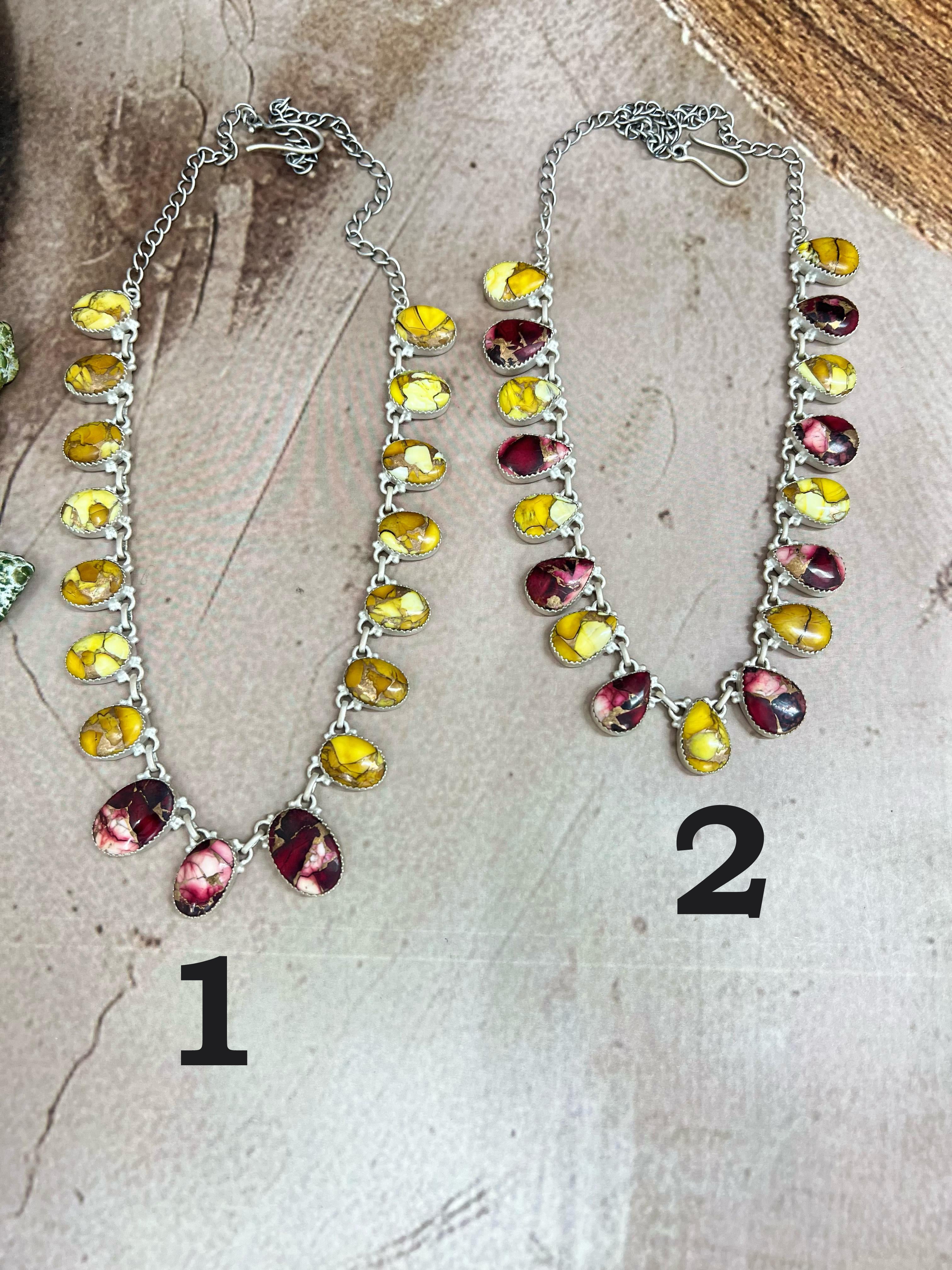 Handmade Sterling Silver Honey Dahlia with Dahlia Rose Necklace with Signed Nizhoni (1)