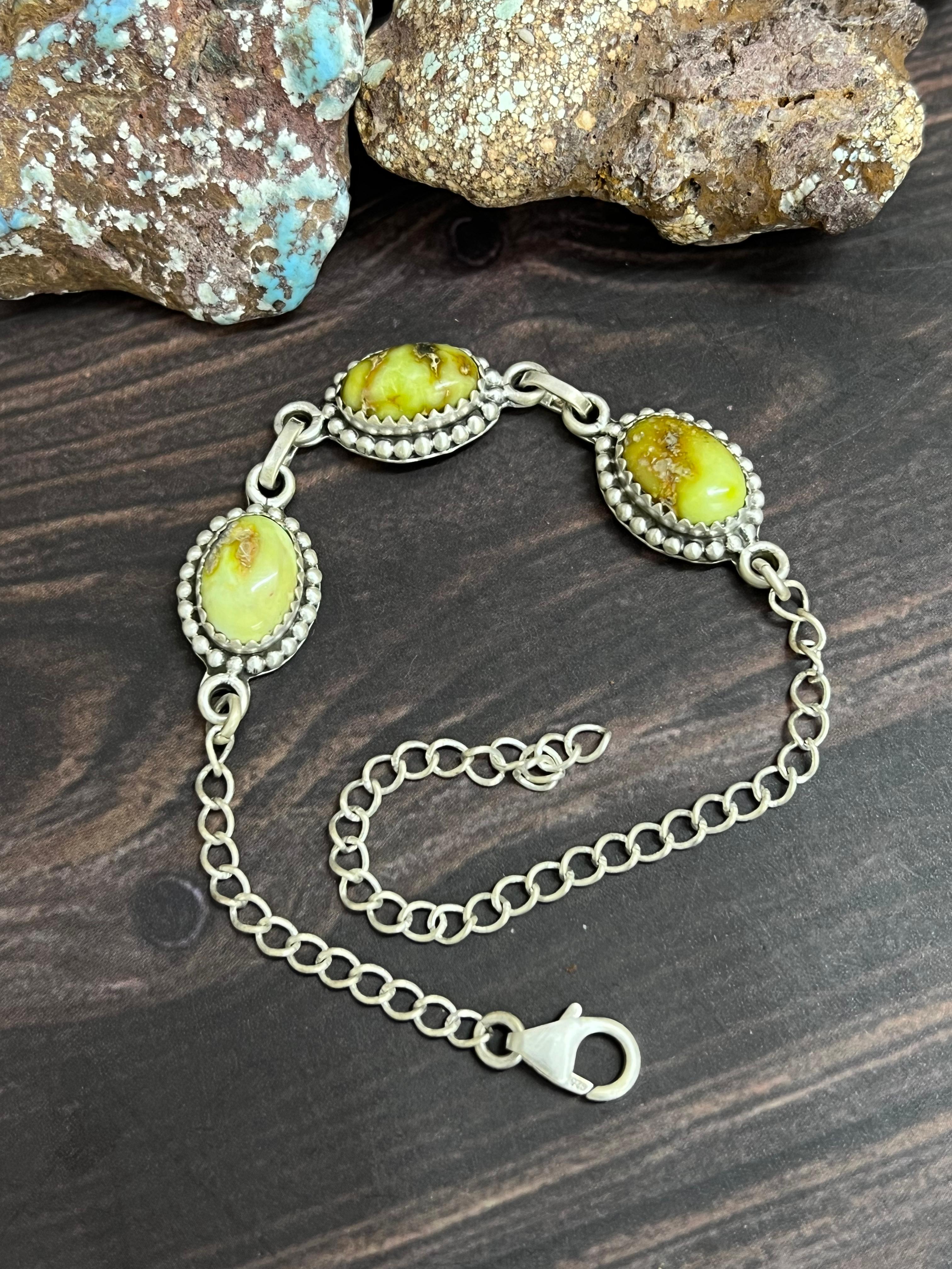 Handmade Sterling Silver Palomino Chain Bracelet with Signed Nizhoni