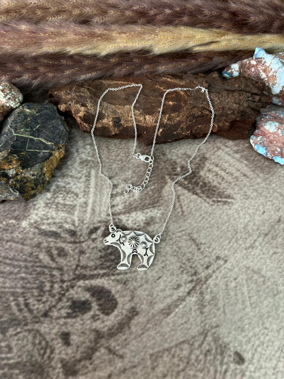 Handmade Sterling Silver Bear Necklace "Signed Nizhoni"