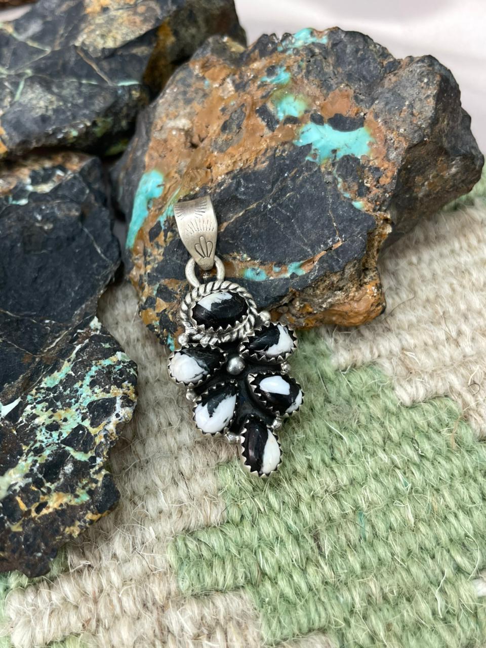 Handmade Sterling Silver White Buffalo Pendant "Signed Nizhoni"