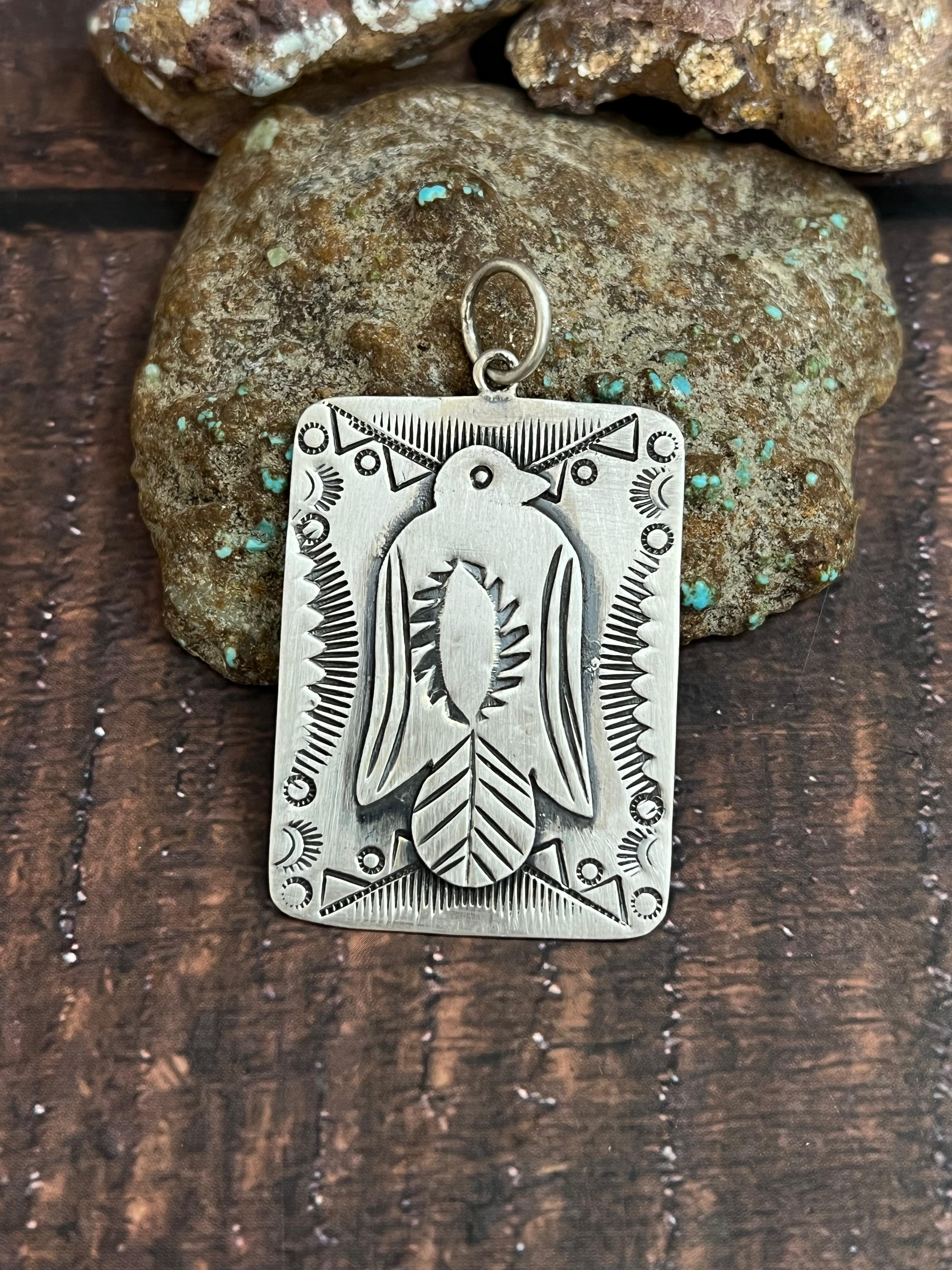 Handmade Sterling Silver Pendant with Signed Nizhoni