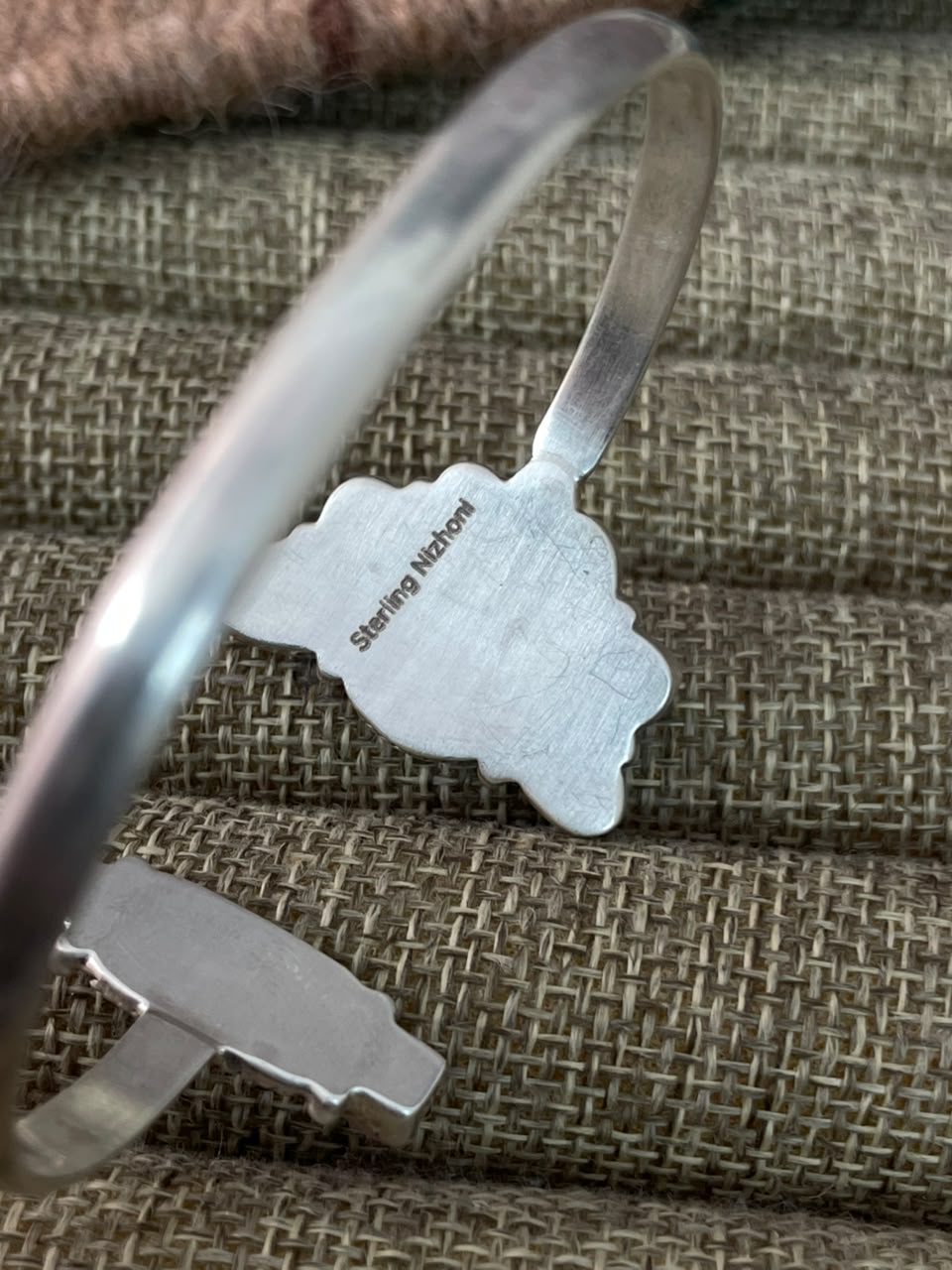 Handmade Sterling Silver Cotton Candy with Sierra Bella Turquoise Cuff Bracelet Signed Nizhoni