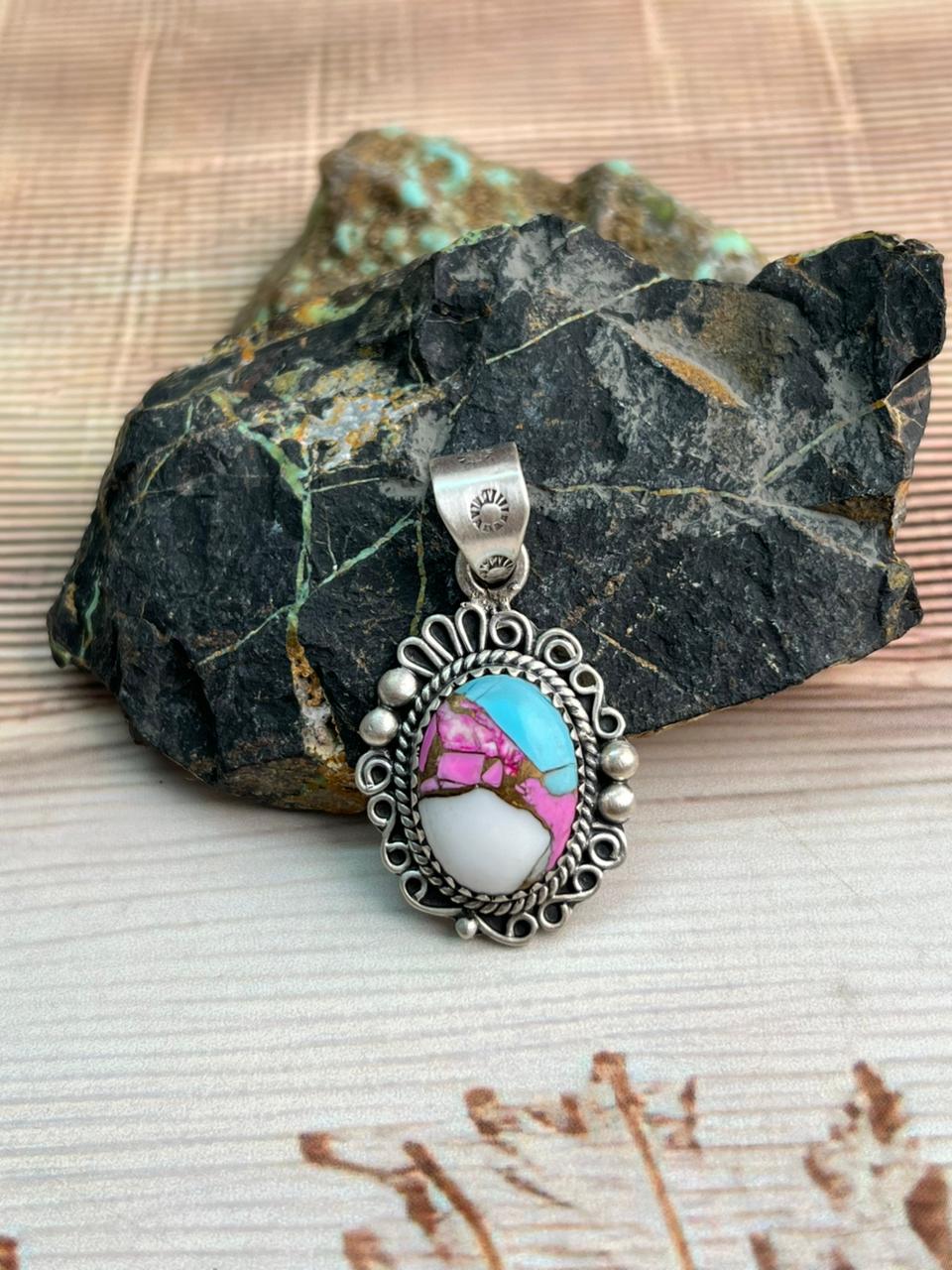 Handmade Sterling Silver Cotton Candy Pendant "Signed Nizhoni"