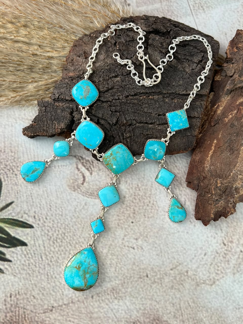 Handmade Sterling Silver Easter Blue Turquoise Choker Necklace Signed Nizhoni