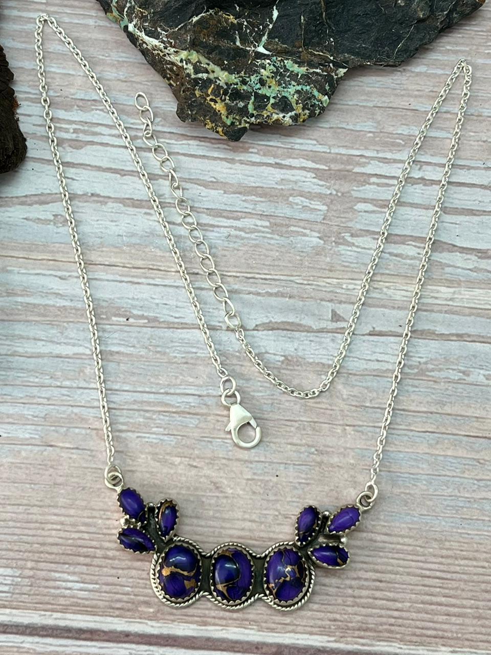 Handmade Sterling Silver Grape Dahlia Necklace "Signed Nizhoni"