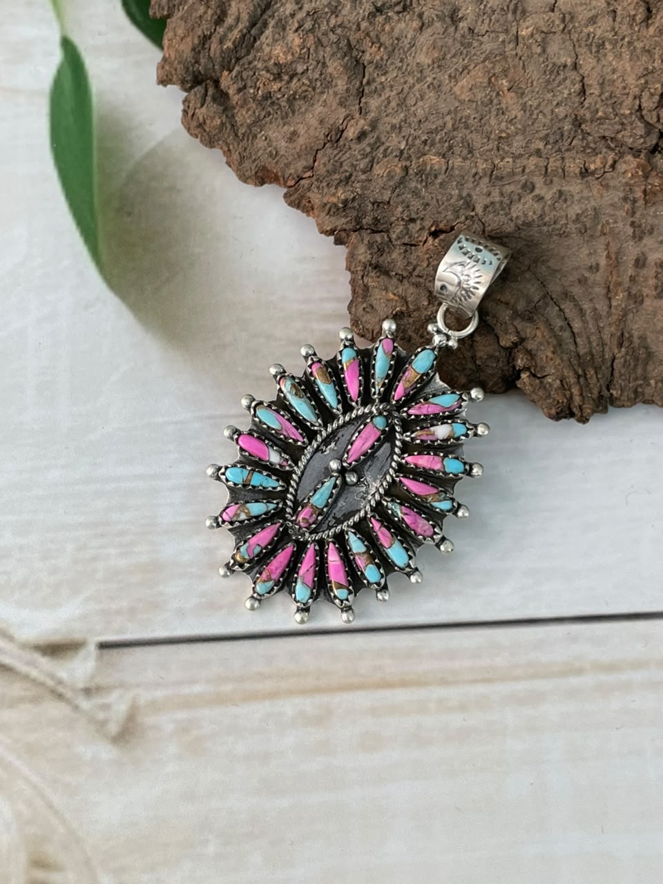 Handmade Sterling Silver Cotton Candy Pendant Signed Nizhoni (6)