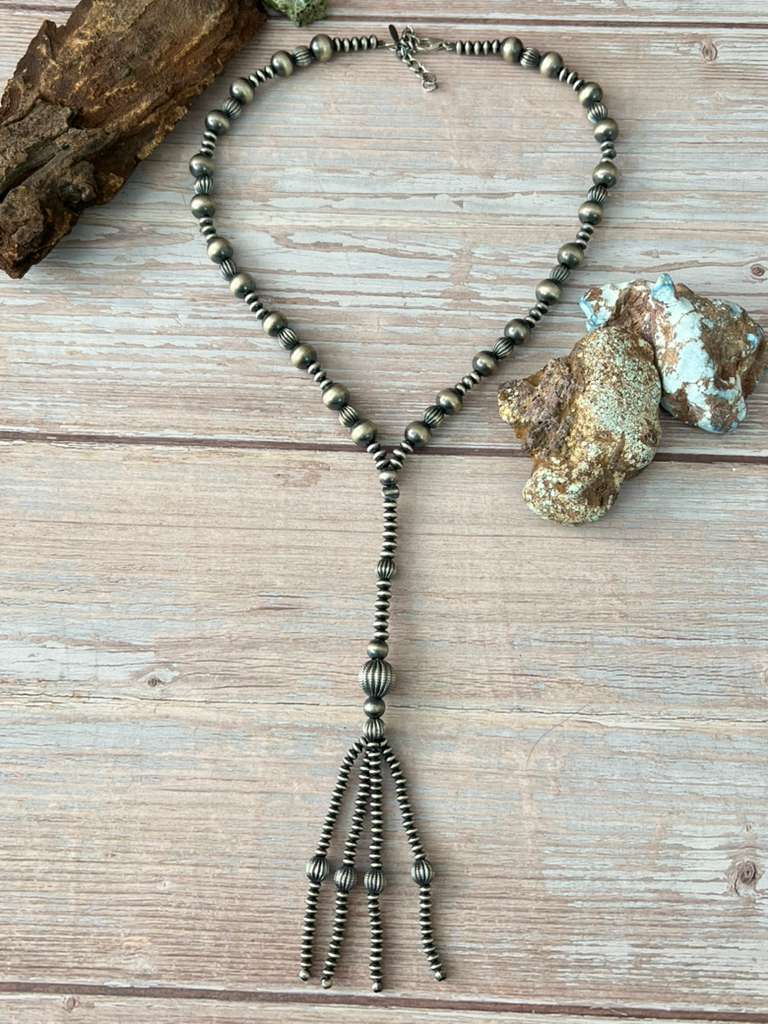 Handmade Sterling Silver Beaded Necklace with Signed Nizhoni (7)