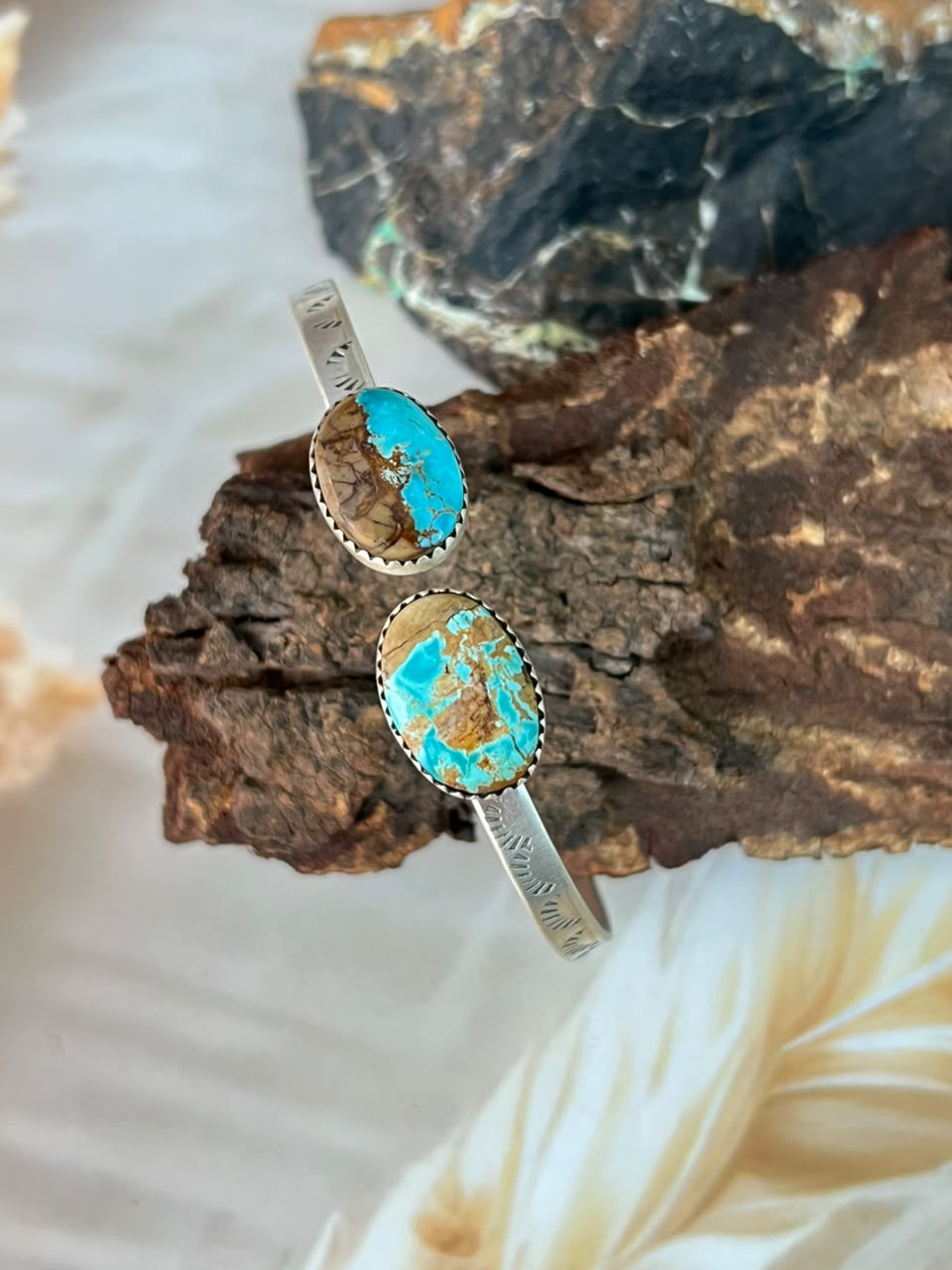 Handmade Sterling Silver Royston Turquoise Cuff Bracelet Signed Nizhoni (9)