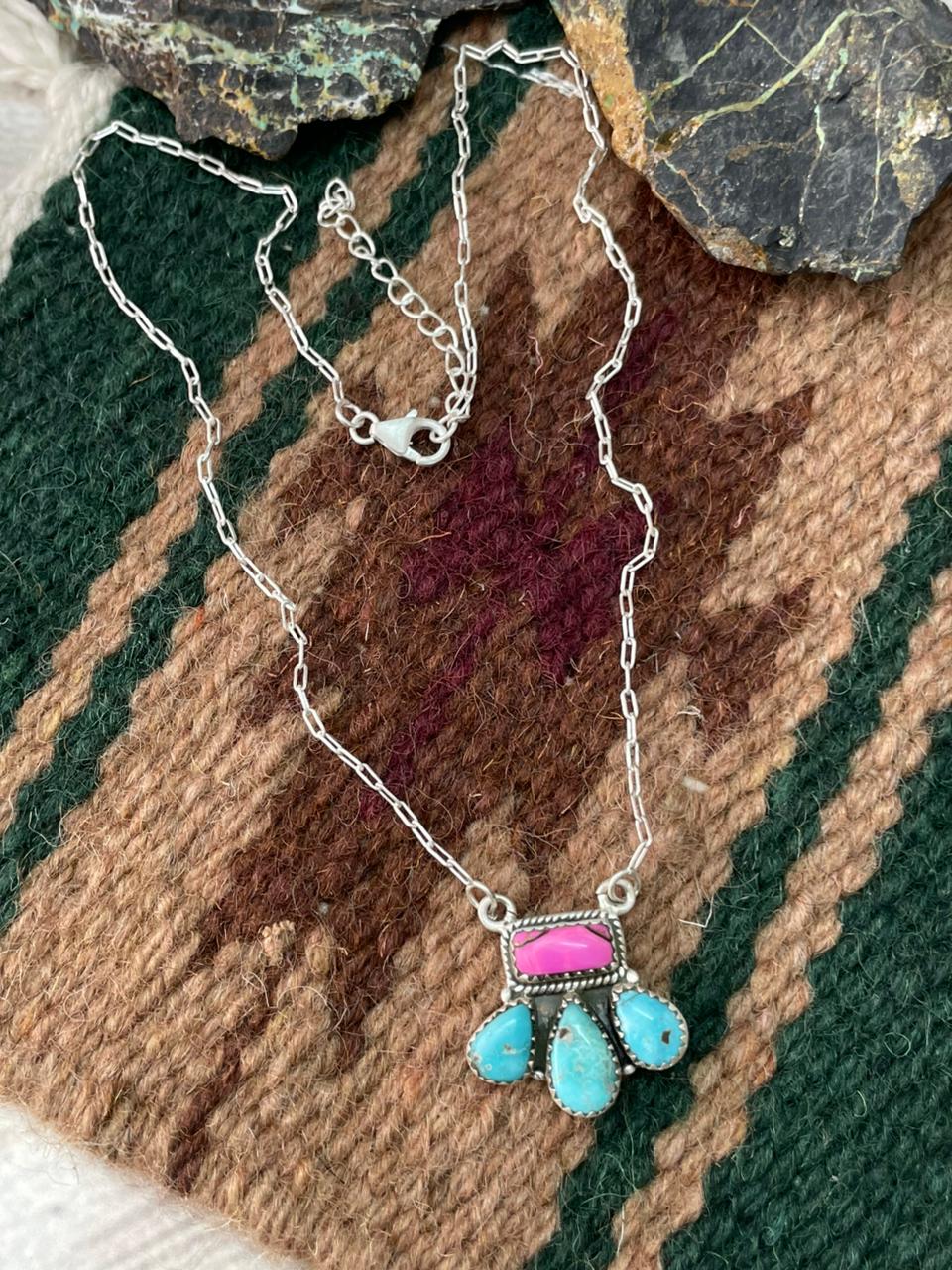 Handmade Sterling Silver Cotton Candy Necklace "Signed Nizhoni"