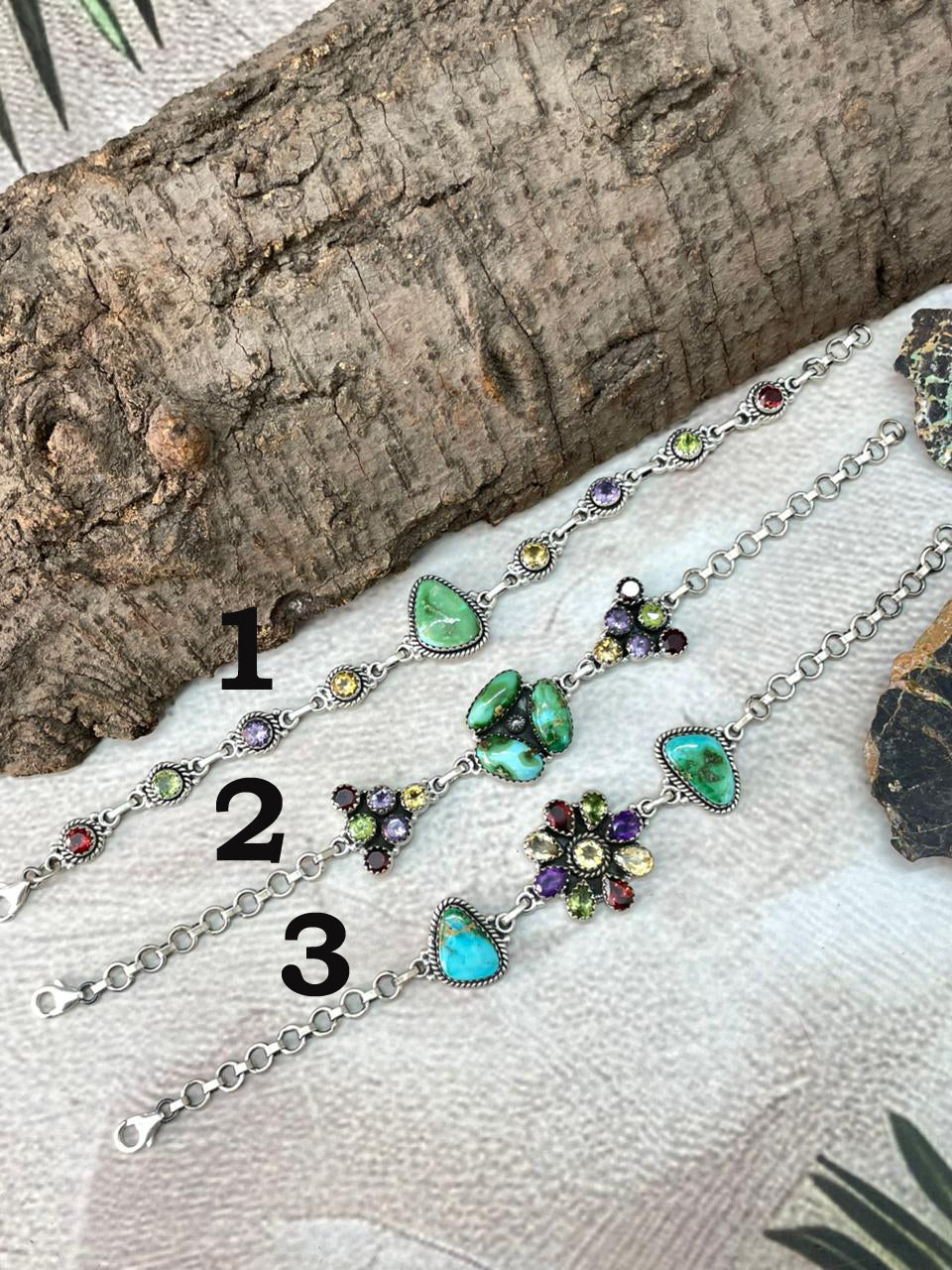 Handmade Sterling Silver Sonoran with Cut Stone Bracelet "Signed Nizhoni"