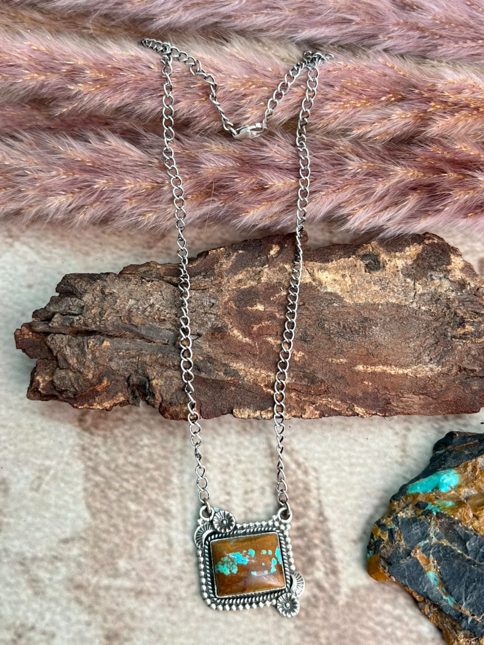 Handmade Sterling Silver Royston Turquoise Necklace Signed Nizhoni (3)