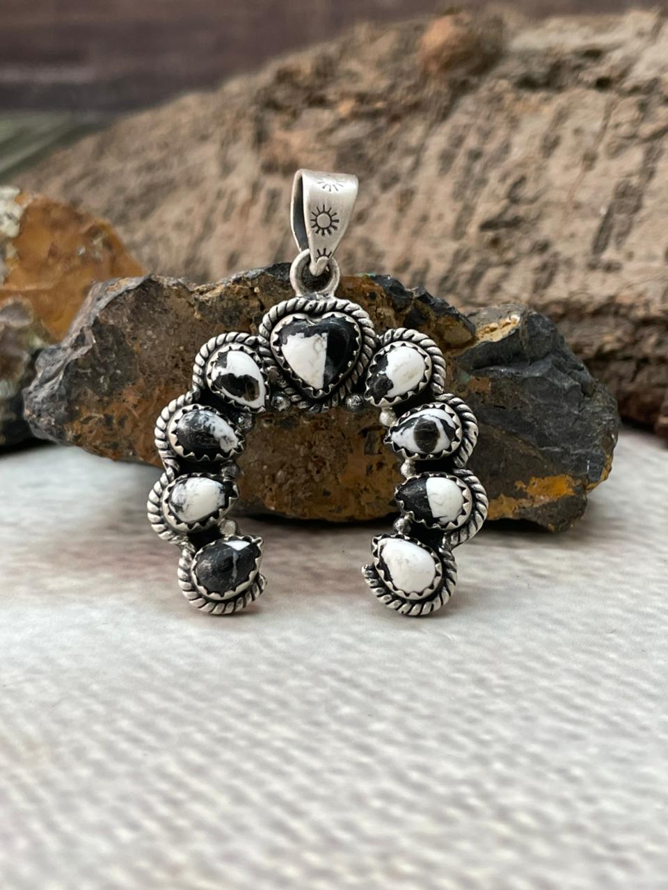 Handmade Sterling Silver White Buffalo Pendant "Signed Nizhoni"