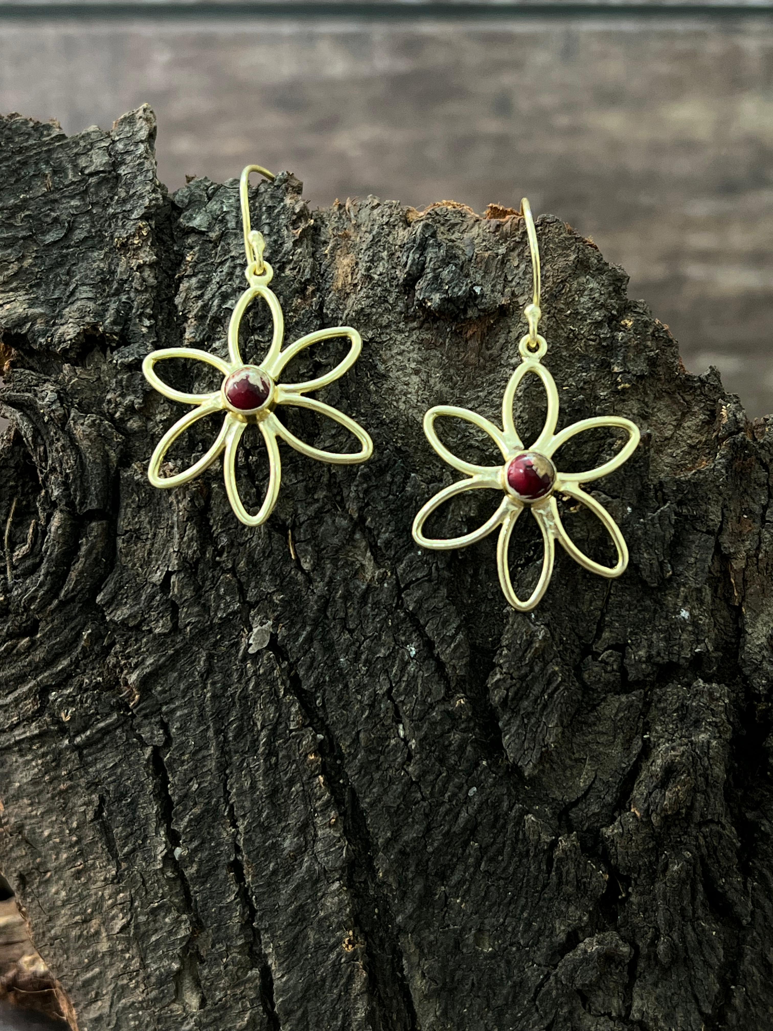 “The Golden Collection” Handmade Natural Dahlia Rose Daisy Flower Hook Earrings