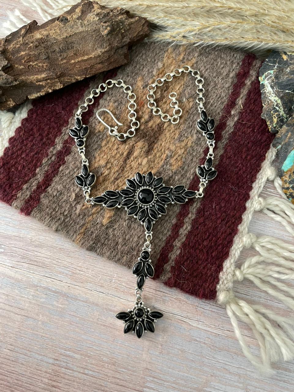 Handmade Sterling Silver Black Onyx Necklace "Signed Nizhoni"