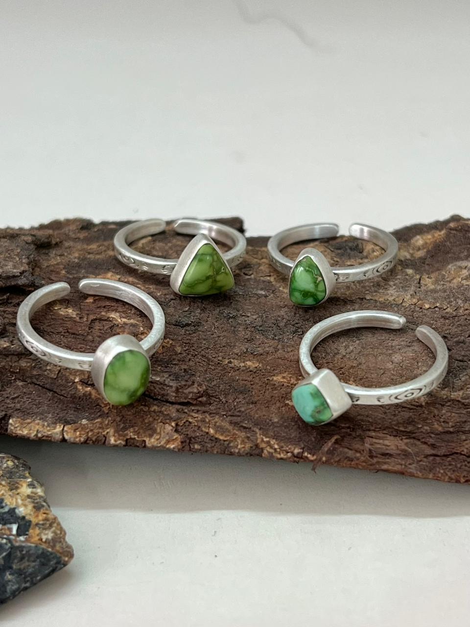 Handmade Sterling Silver Sonoran Mountain Turquoise Adjustable Ring "Signed Nizhoni"