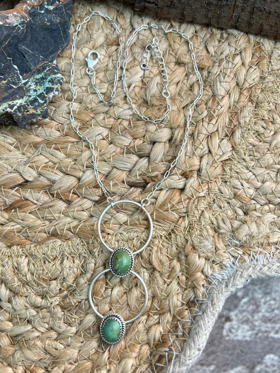 Handmade Sterling Silver Kingman Turquoise Necklace "Signed Nizhoni"