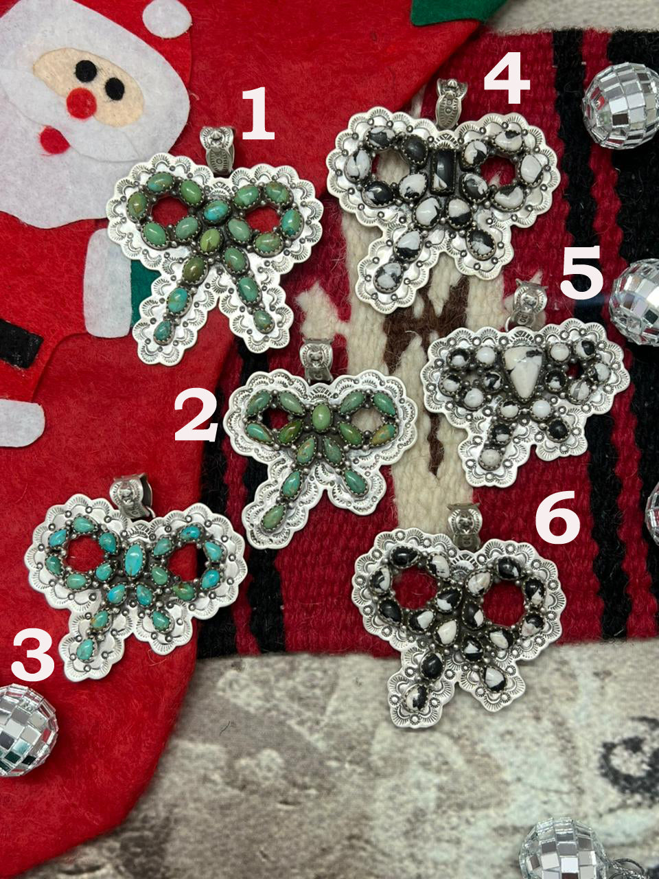 "Christmas Collection" Handmade Sterling Silver Kingman Turquoise, White Buffalo Pendant " Signed Nizhoni"