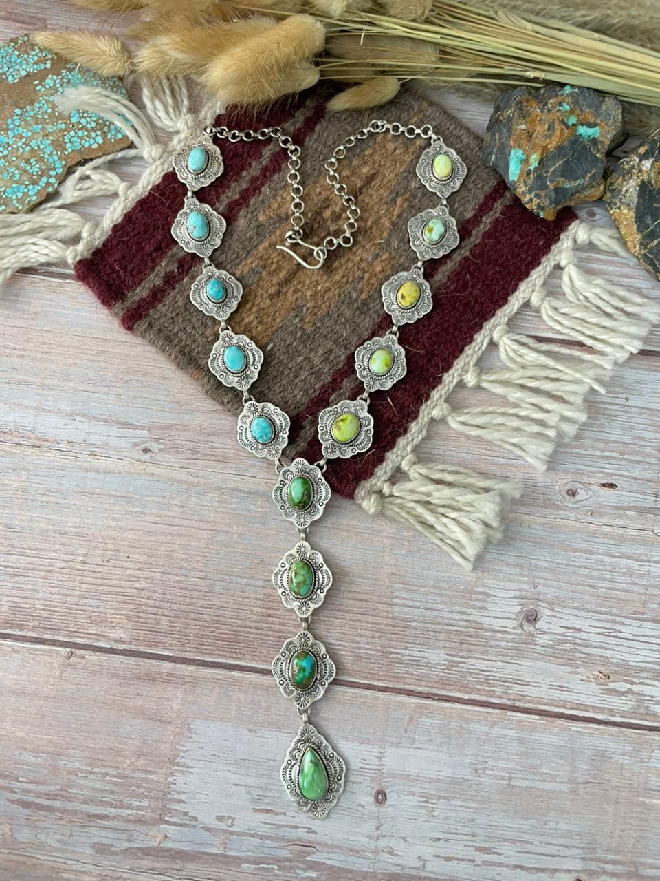 Handmade Sterling Silver Multi Stone Necklace "Signed Nizhoni"