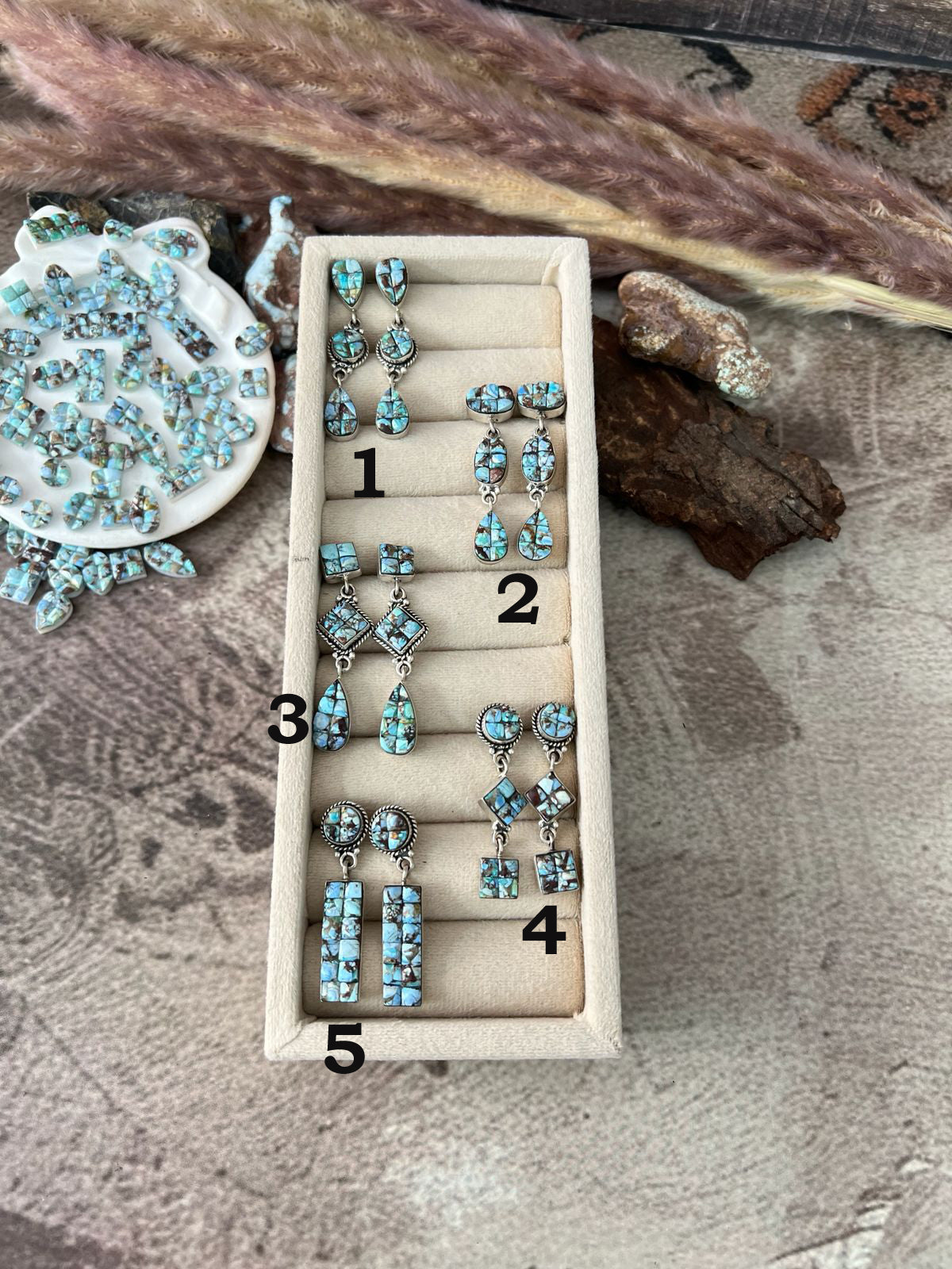 Handmade Sterling Silver Golden Hills Cobble Collection Post Dangle Earrings "Signed Nizhoni"