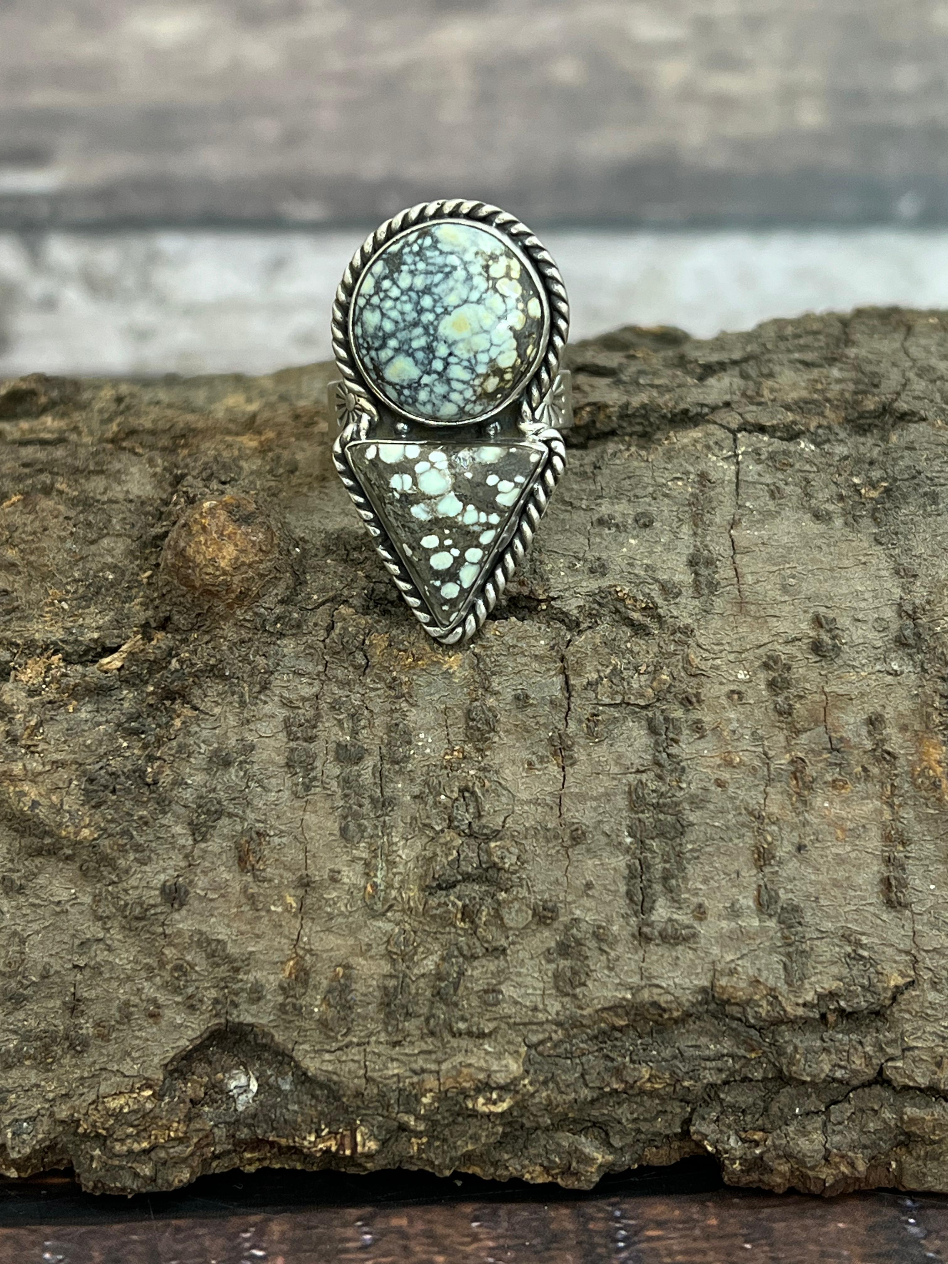 Handmade Sterling Silver Starfox Variscite Adjustable Ring Signed Nizhoni