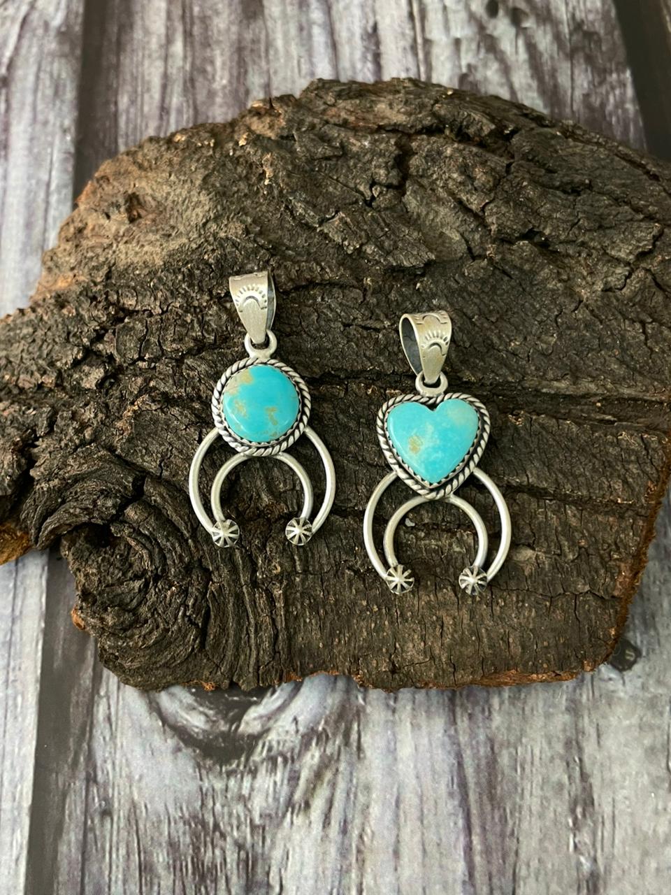 Handmade Sterling Silver Santa Maria Turquoise Pendant "Signed Nizhoni"