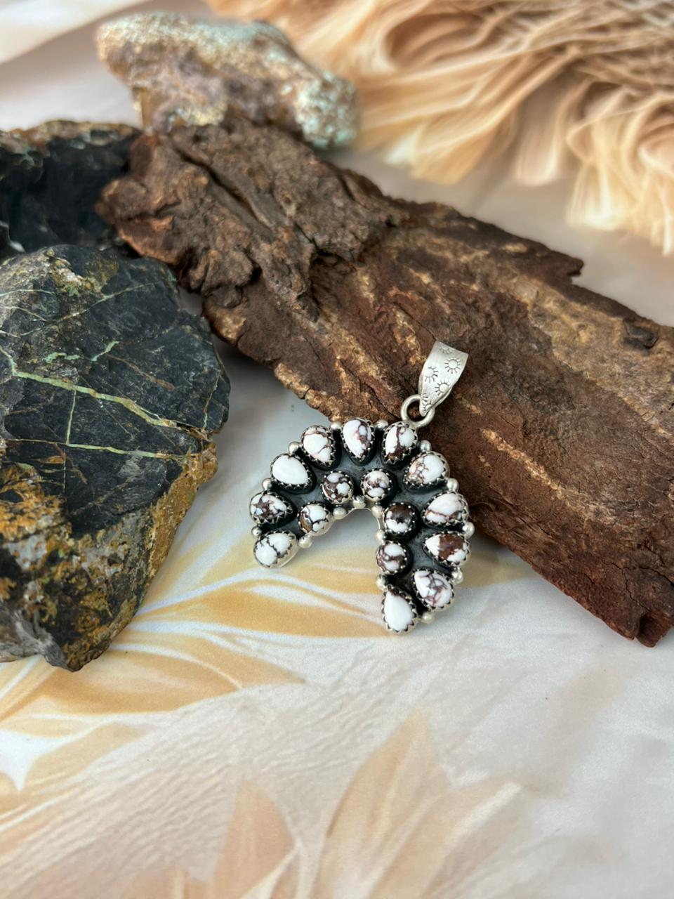 Handmade Sterling Silver Wildhorse Magnesite Pendant "Signed Nizhoni"
