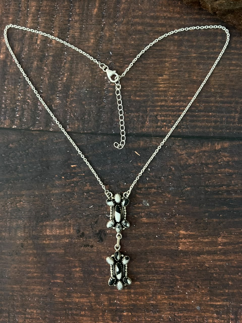 Handmade Sterling Silver White Buffalo Necklace Signed Nizhoni