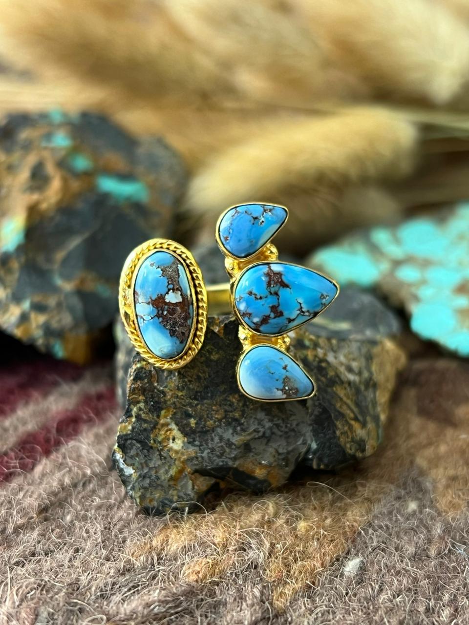 “The Golden Collection” Natural Golden Hills Turquoise Adjustable Ring