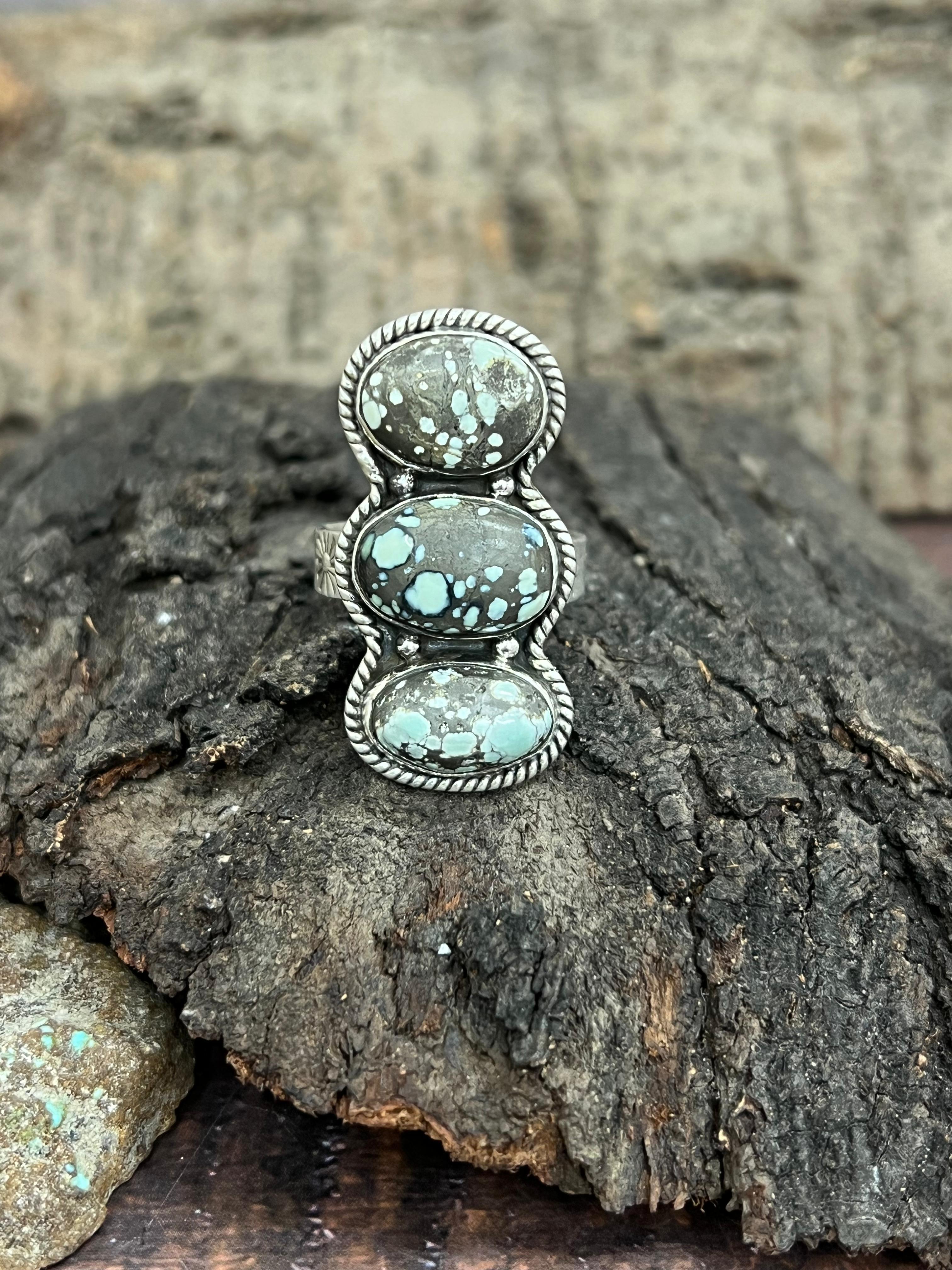 Handmade Sterling Silver Starfox Variscite Adjustable Ring Signed Nizhoni