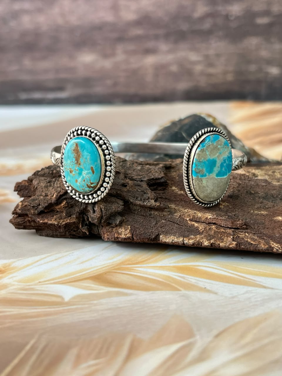 Handmade Sterling Silver Royston Turquoise Cuff Bracelet Signed Nizhoni