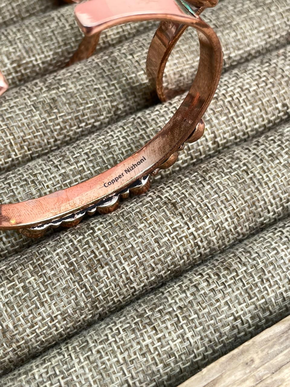 Handmade Paloma, Palomino, Sonoran Mountain and Golden Hills Turquoise Copper Collection: Cuff Bracelet Signed Nizhoni