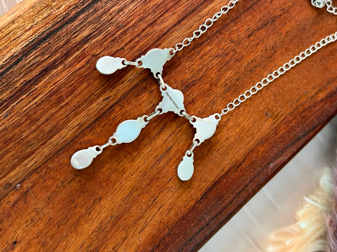 Handmade Sterling Silver Cotton Candy Necklace Signed Nizhoni