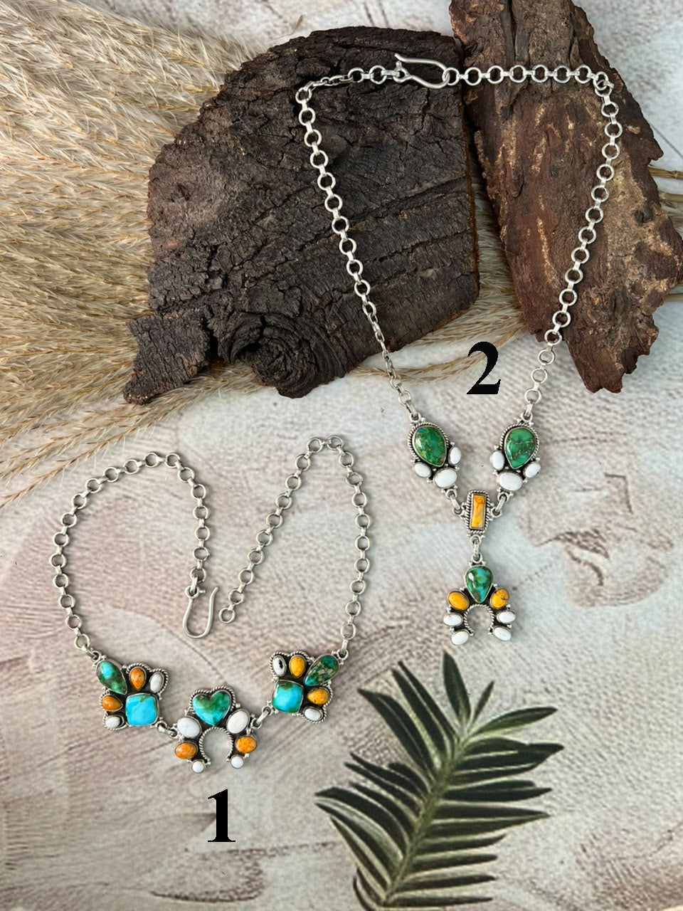 Handmade Sterling Silver Sonoran Mountain Turquoise with Bumblebee and White Buffalo Spring Collection: Naja Necklace Signed Nizhoni