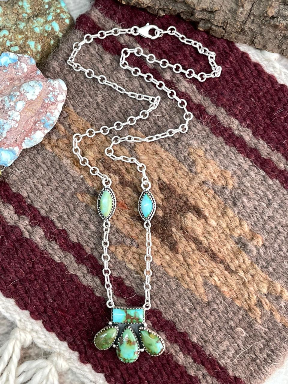 Handmade Sterling Silver Sonoran Mountain Turquoise Necklace "Signed Nizhoni"