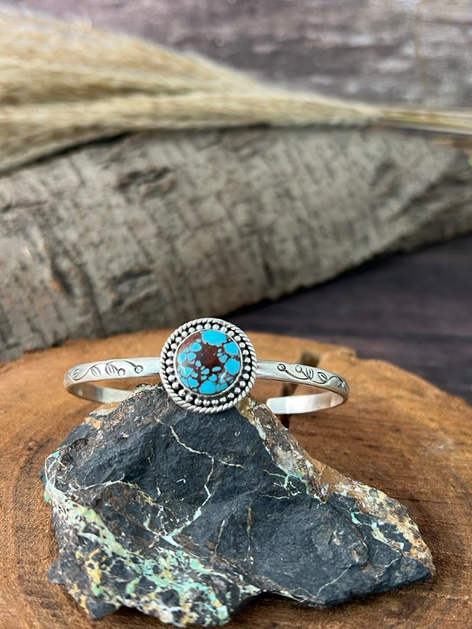 Handmade Sterling Silver Egyptian Turquoise Collection: Cuff Bracelet Signed Nizhoni