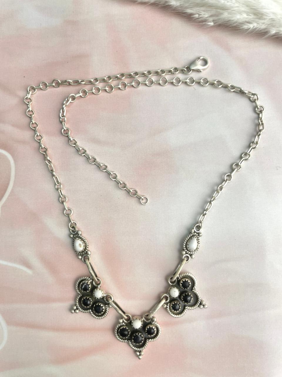 Handmade Sterling Silver White Buffalo Necklace "Signed Nizhoni"