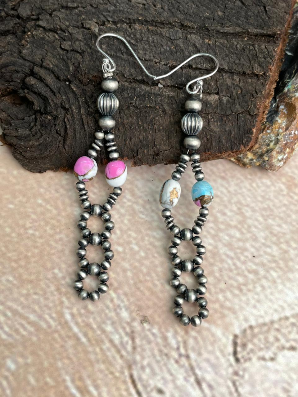 Handmade Sterling Silver Cotton Candy Hook Dangle Earrings