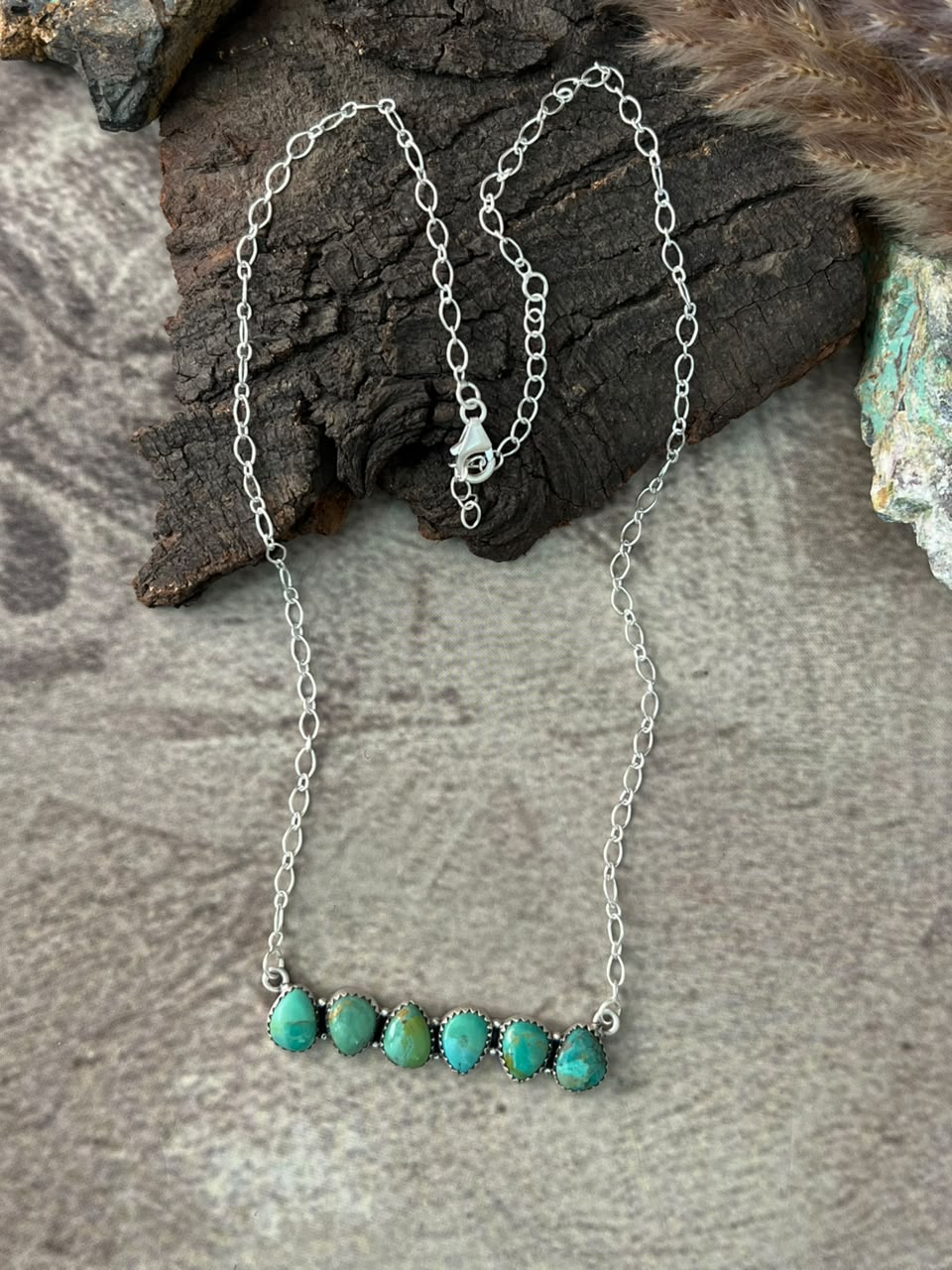 Handmade Sterling Silver Kingman Turquoise Necklace Signed Nizhoni