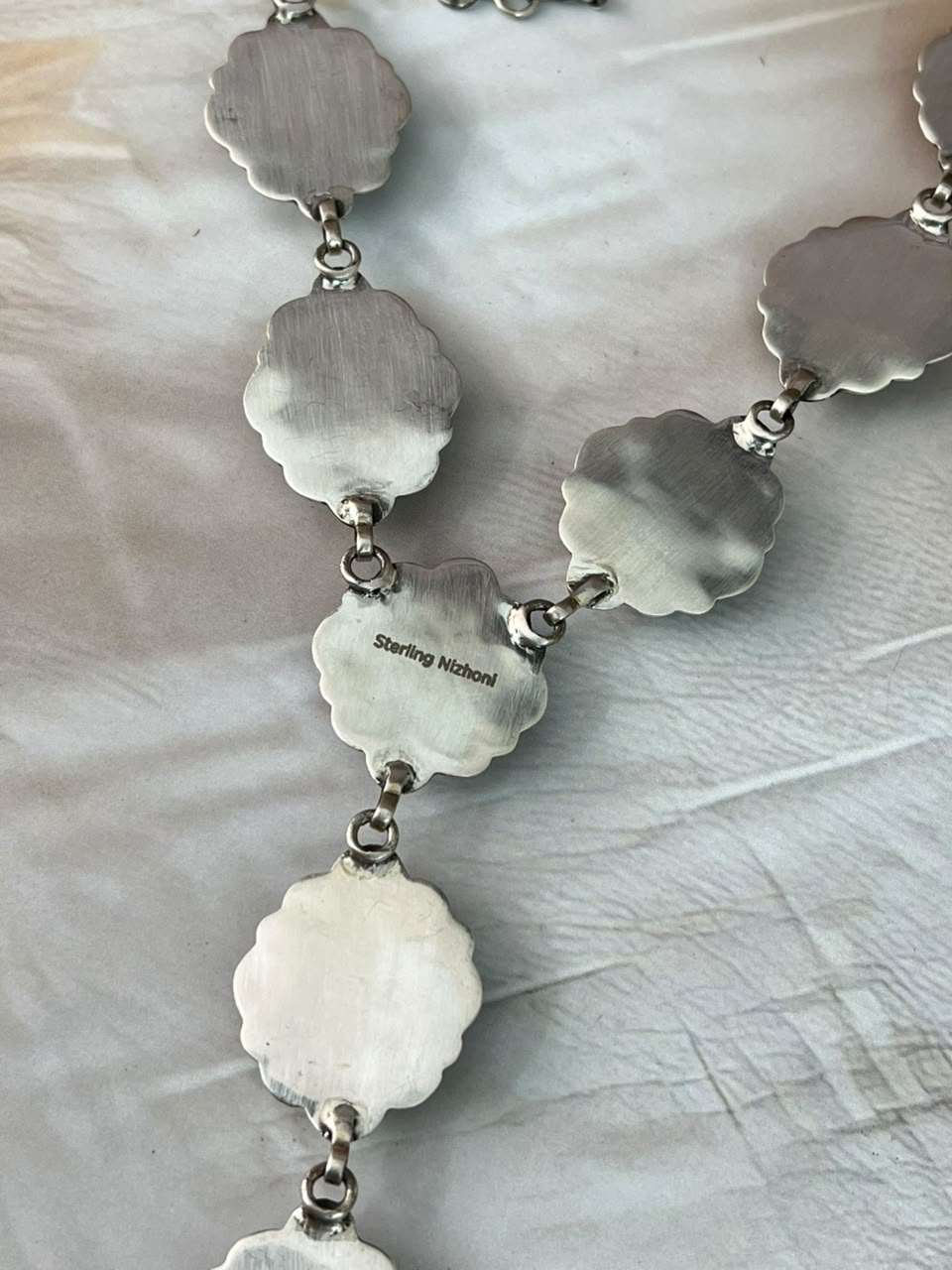 Handmade Sterling Silver Blackjack Turquoise Collection: 'Y Shaped' Necklace Signed Nizhoni