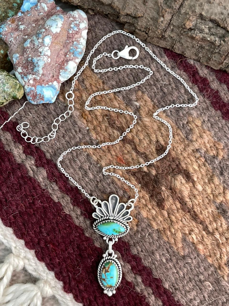 Handmade Sterling Silver Sonoran Mountain Turquoise Necklace "Signed Nizhoni"