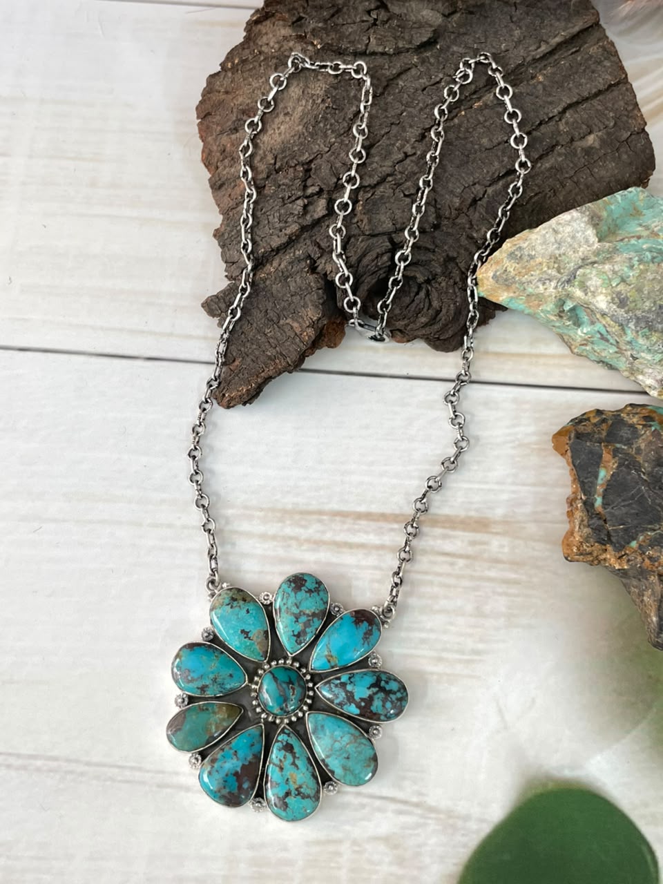 Handmade Sterling Silver Crimson Cowgirl Turquoise Collection: Necklace Signed Nizhoni